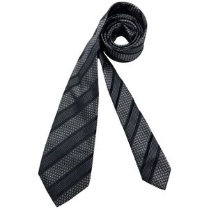 GRAFTON 1853 XL Black/Gray Striped Geometric Silk LUXURY Tie CANADA